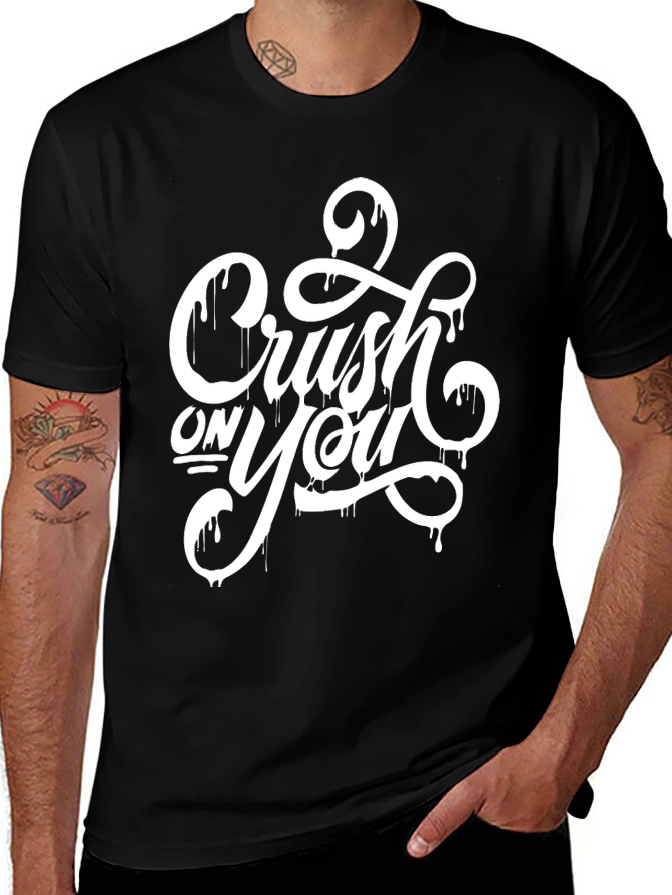 Crush On You Black Graphic T-Shirt for Men
