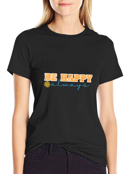 Be Happy Always Black Graphic Tee