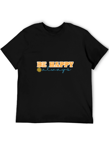 Be Happy Always Black Graphic Tee