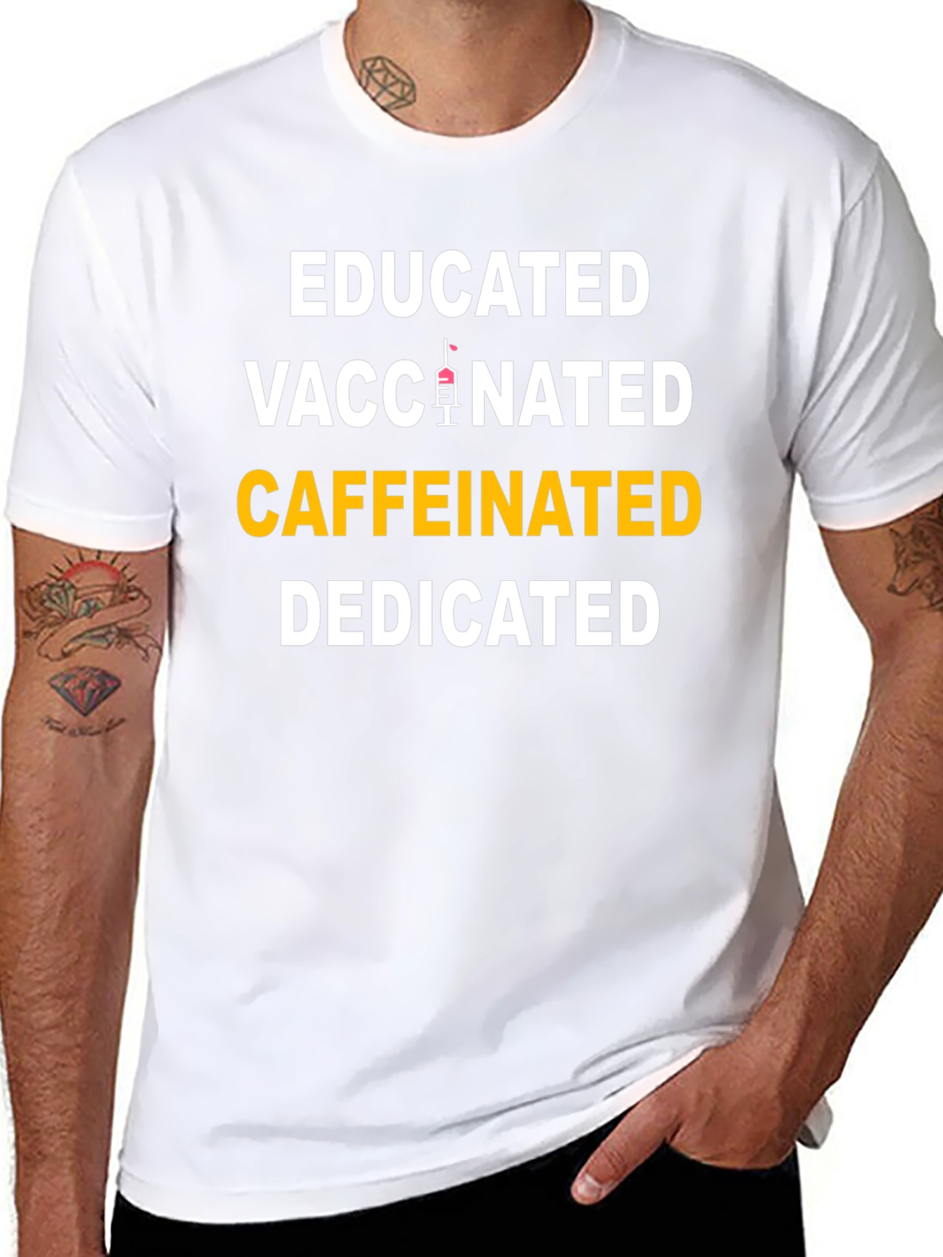 Educated Vaccinated Caffeinated Dedicated T-Shirt