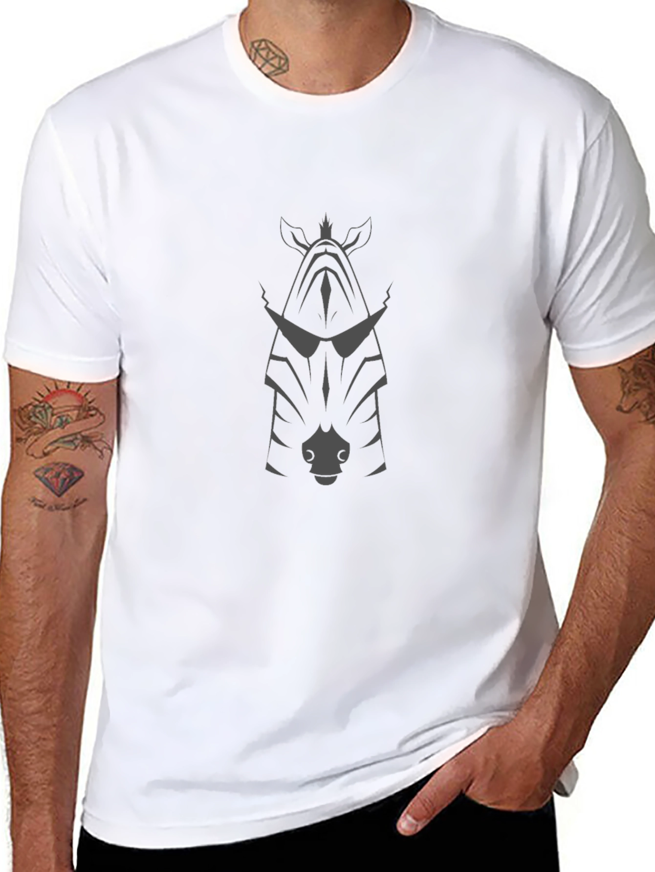 Cool Zebra Graphic Tee - Black Cotton Blend T-Shirt