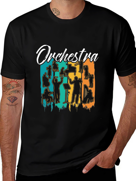 Orchestra Silhouette Graphic Print Black T-Shirt