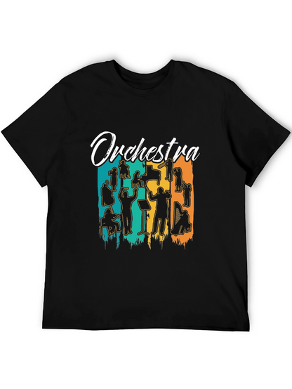 Orchestra Silhouette Graphic Print Black T-Shirt