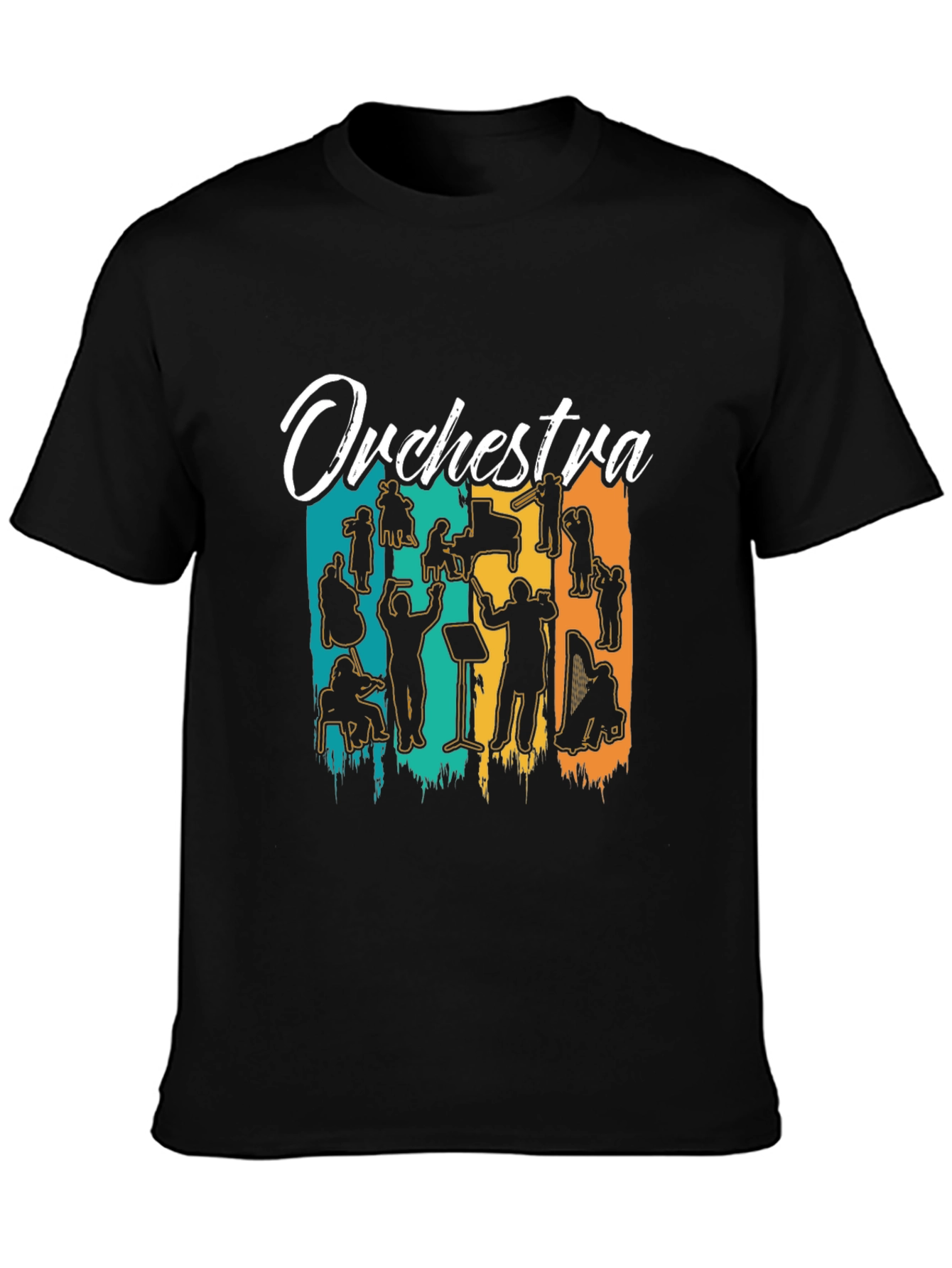 Orchestra Silhouette Graphic Print Black T-Shirt