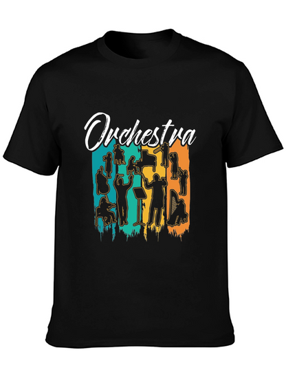 Orchestra Silhouette Graphic Print Black T-Shirt