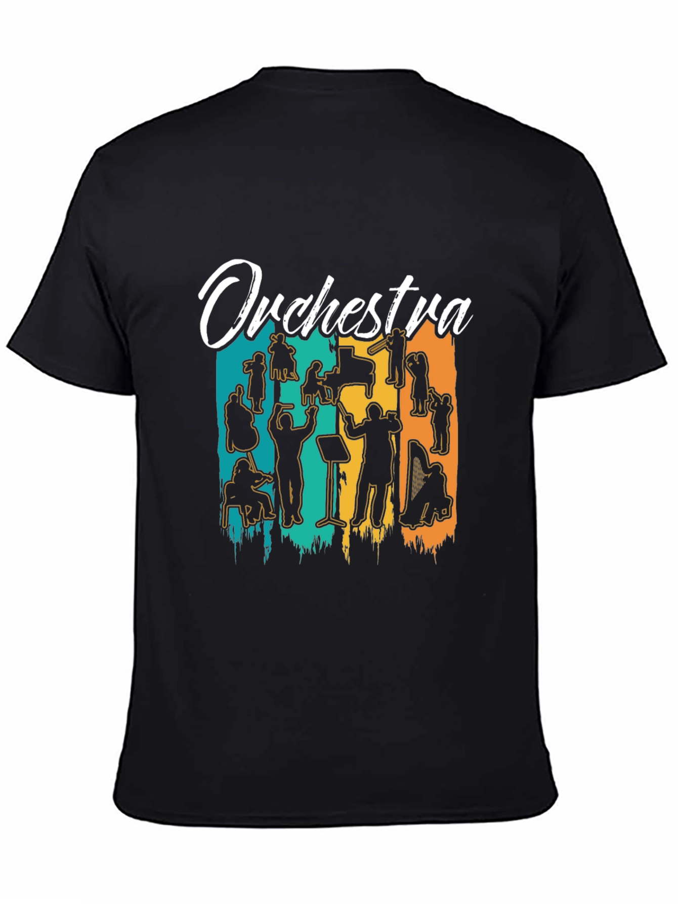 Orchestra Silhouette Graphic Print Black T-Shirt