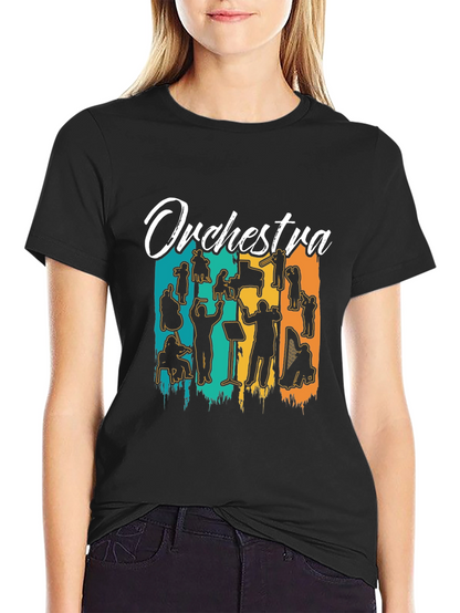 Orchestra Silhouette Graphic Print Black T-Shirt
