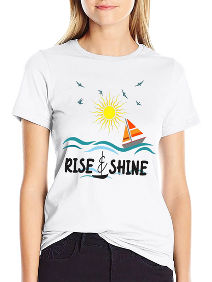 Rise & Shine Graphic Tee - Sailboat Design