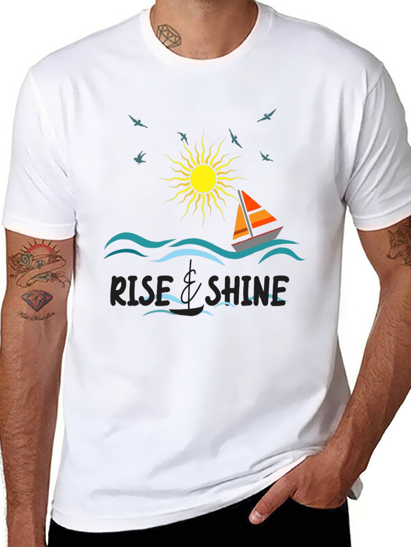 Rise & Shine Graphic Tee - Sailboat Design