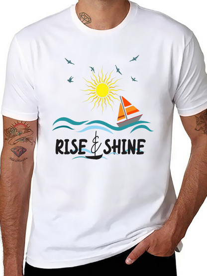Rise & Shine Graphic Tee - Sailboat Design