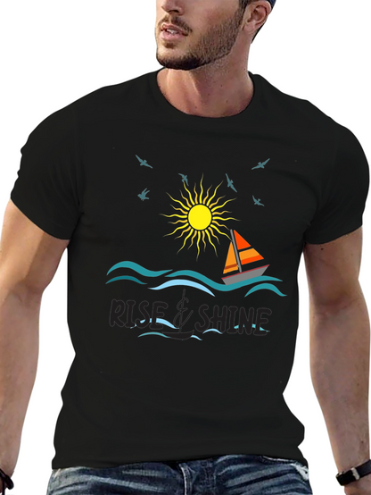 Rise & Shine Graphic Tee - Sailboat Design