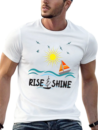 Rise & Shine Graphic Tee - Sailboat Design