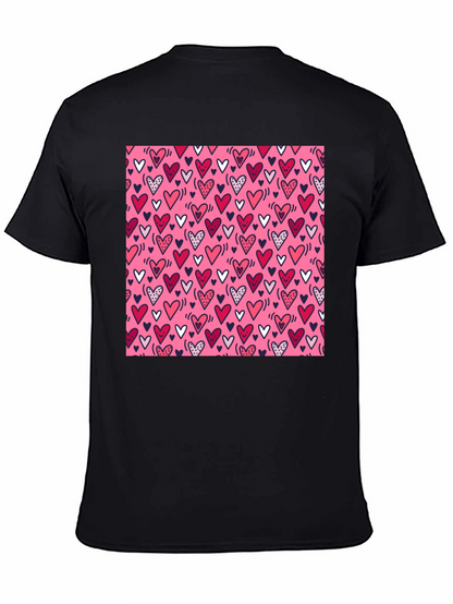 Heart Print Tee - Black Crew Neck T-Shirt