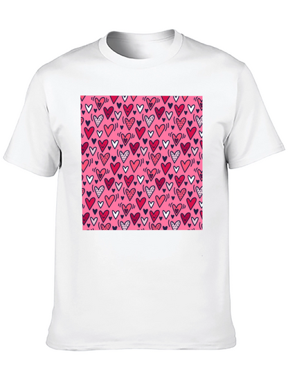 Heart Print Tee - Black Crew Neck T-Shirt
