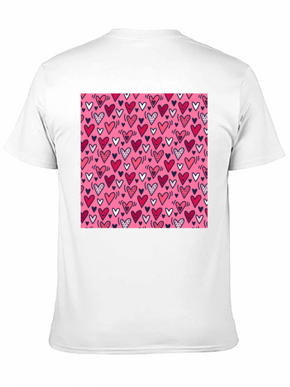 Heart Print Tee - Black Crew Neck T-Shirt