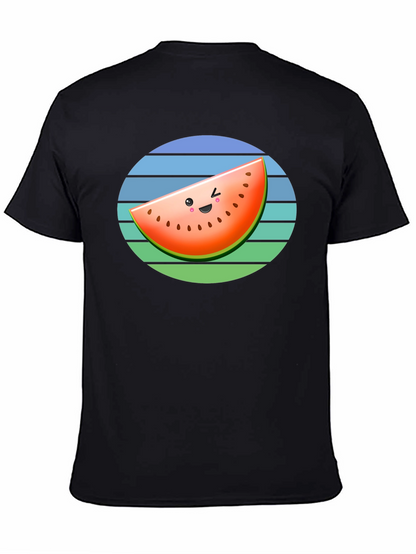 Cute Watermelon Slice Graphic Tee - Black