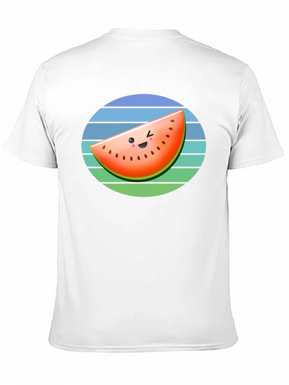Cute Watermelon Slice Graphic Tee - Black