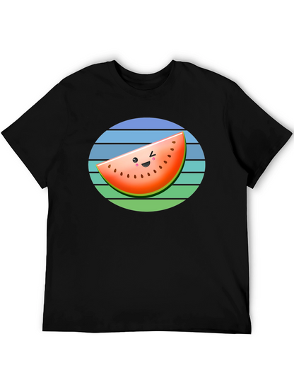 Cute Watermelon Slice Graphic Tee - Black