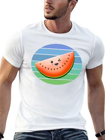 Cute Watermelon Slice Graphic Tee - Black