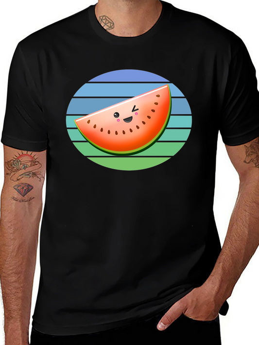 Cute Watermelon Slice Graphic Tee - Black