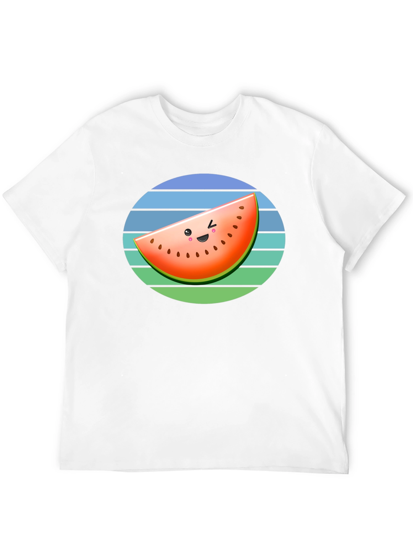 Cute Watermelon Slice Graphic Tee - Black