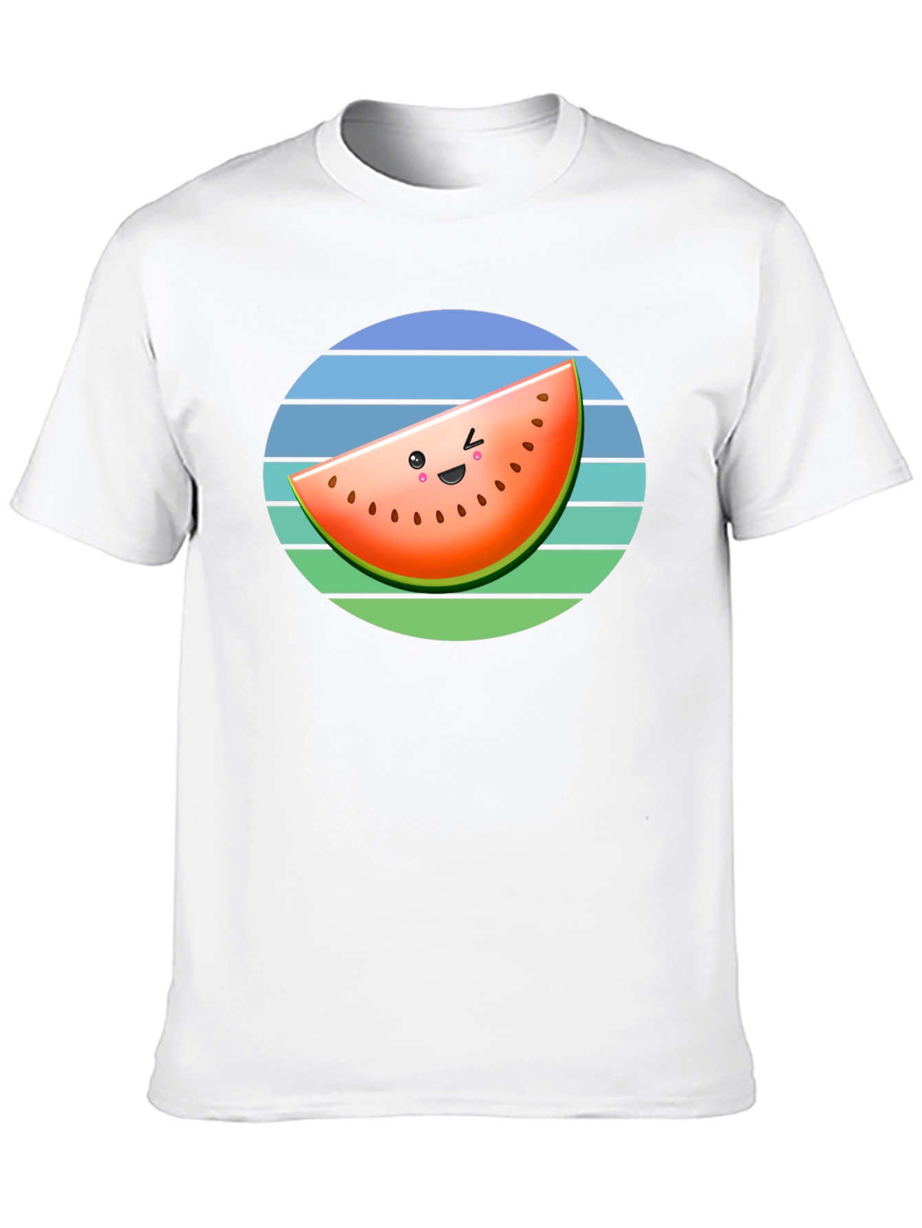 Cute Watermelon Slice Graphic Tee - Black