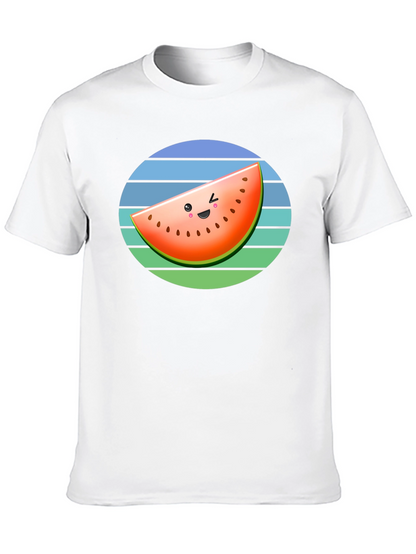 Cute Watermelon Slice Graphic Tee - Black