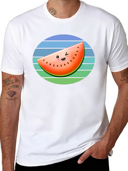 Cute Watermelon Slice Graphic Tee - Black