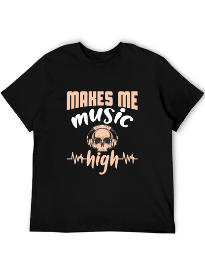 Music Makes Me High Black Graphic Tee
