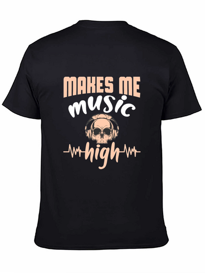 Music Makes Me High Black Graphic Tee