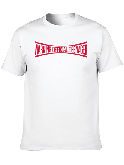 Warning Official Teenager T-Shirt - Black Cotton Tee