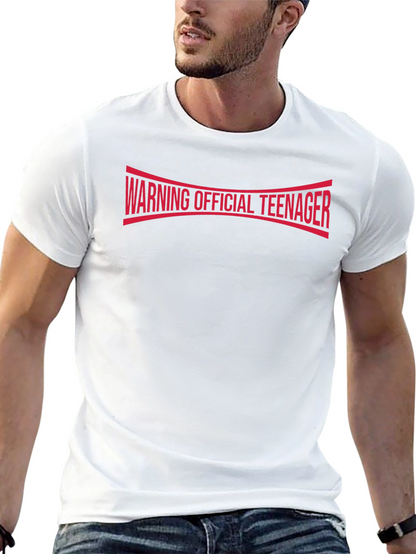 Warning Official Teenager T-Shirt - Black Cotton Tee