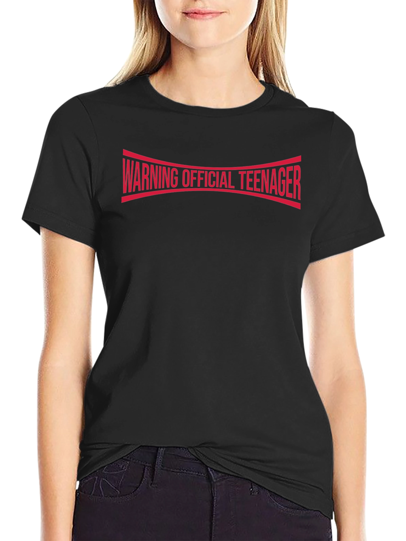 Warning Official Teenager T-Shirt - Black Cotton Tee