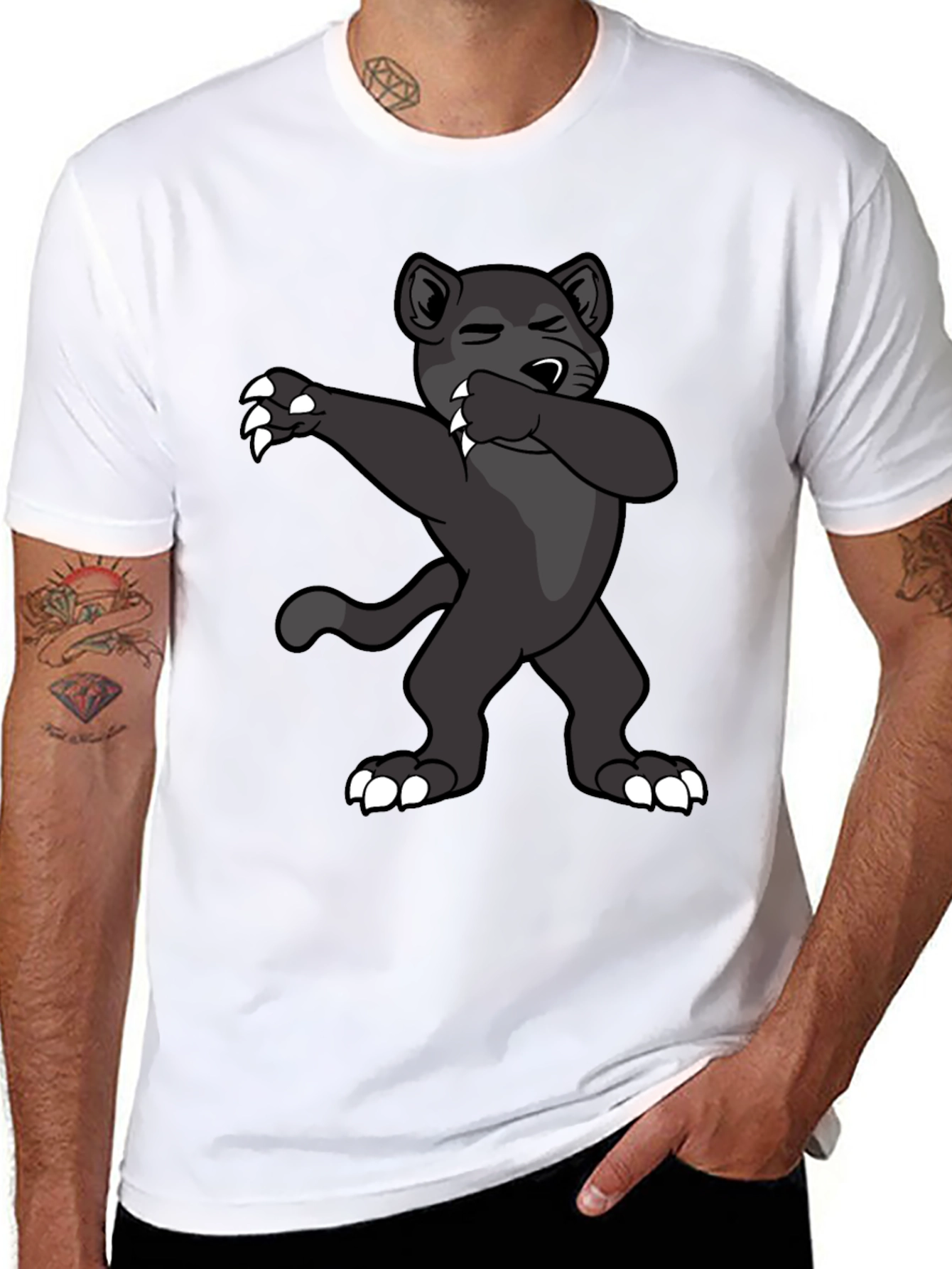 Dabbing Panther Graphic Tee - Mens Black T-Shirt