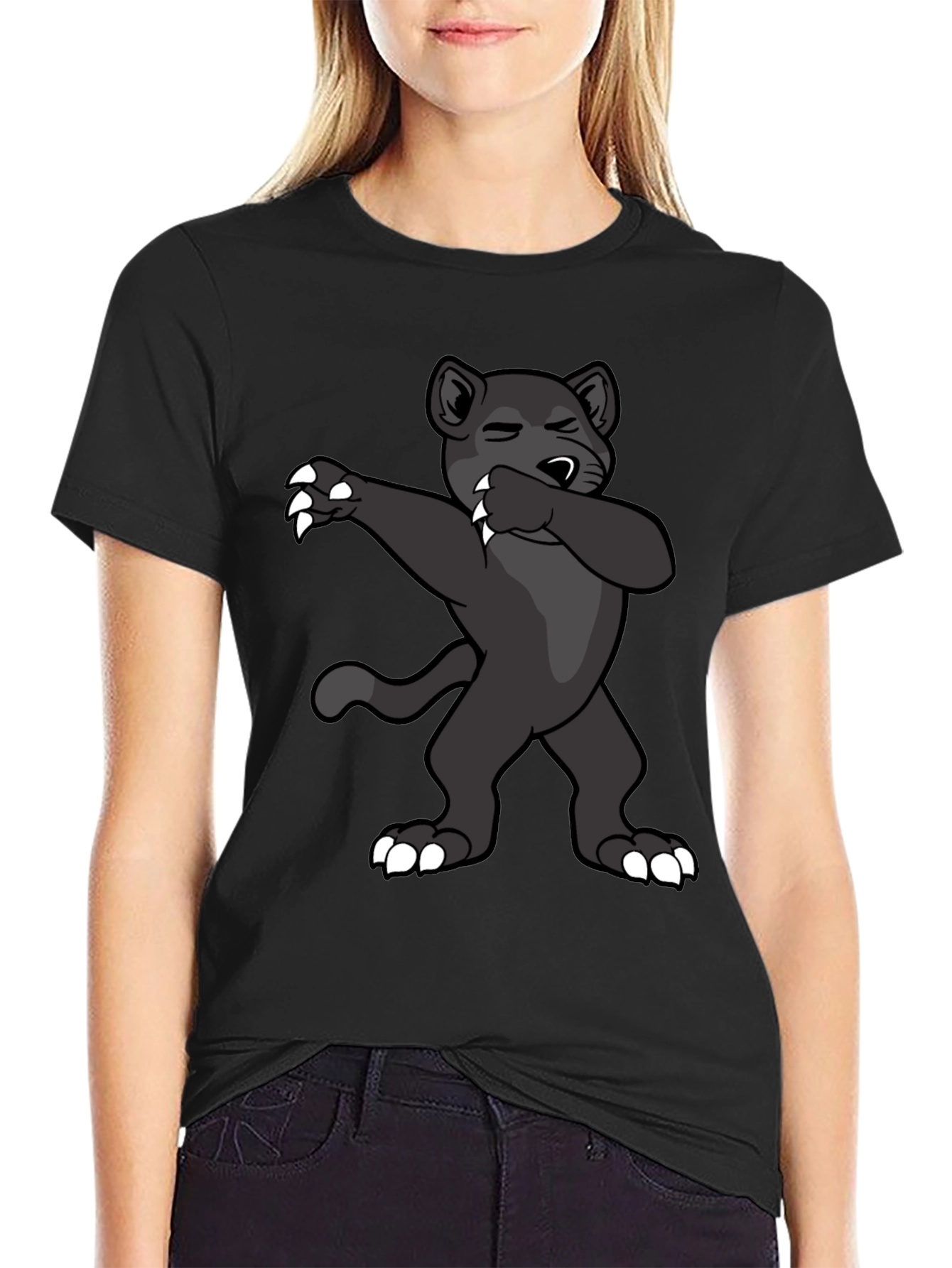 Dabbing Panther Graphic Tee - Mens Black T-Shirt