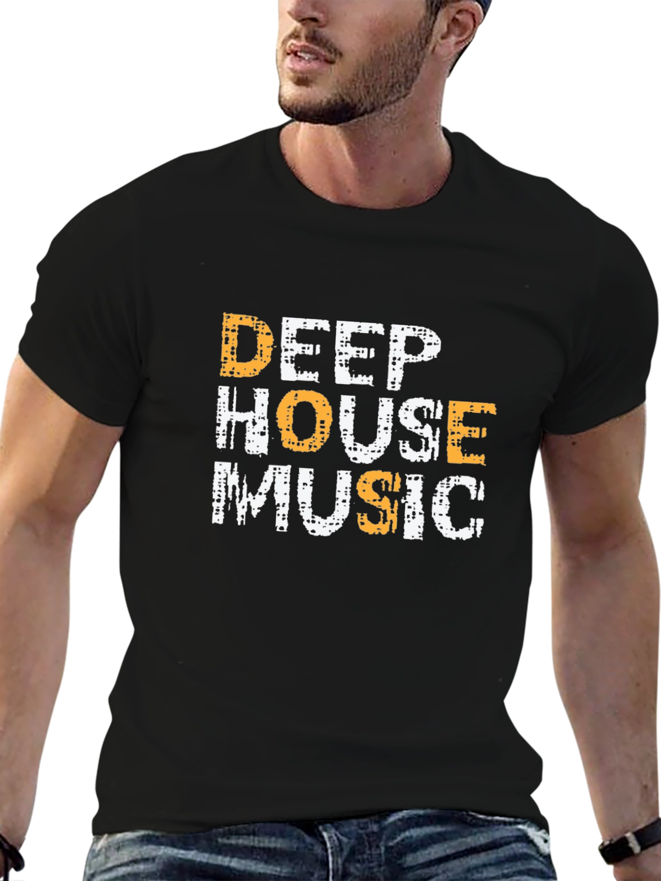 Deep House Music Graphic Tee - Black