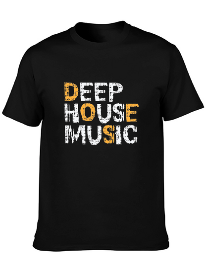 Deep House Music Graphic Tee - Black