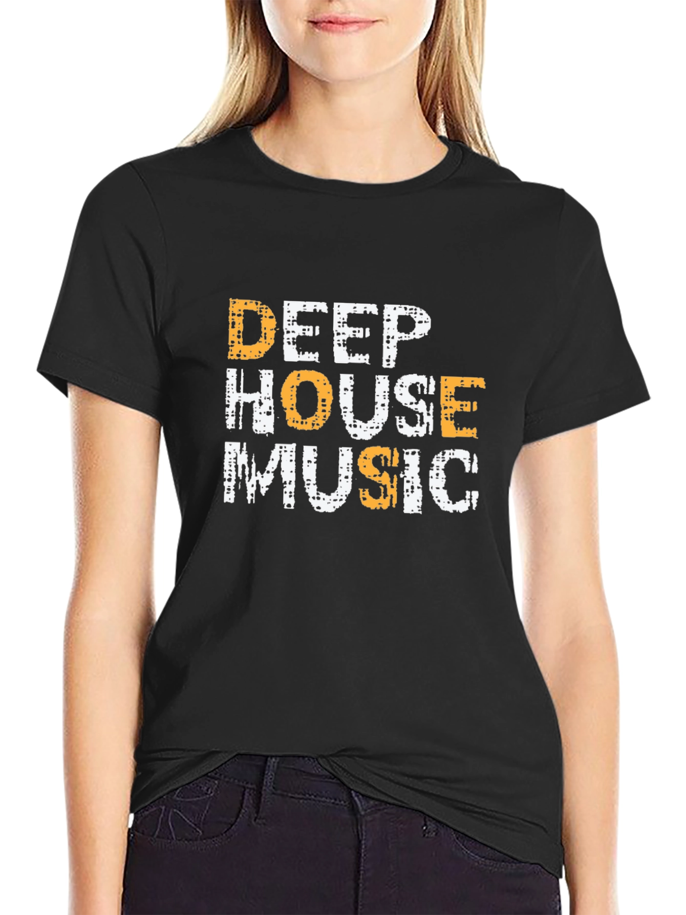 Deep House Music Graphic Tee - Black