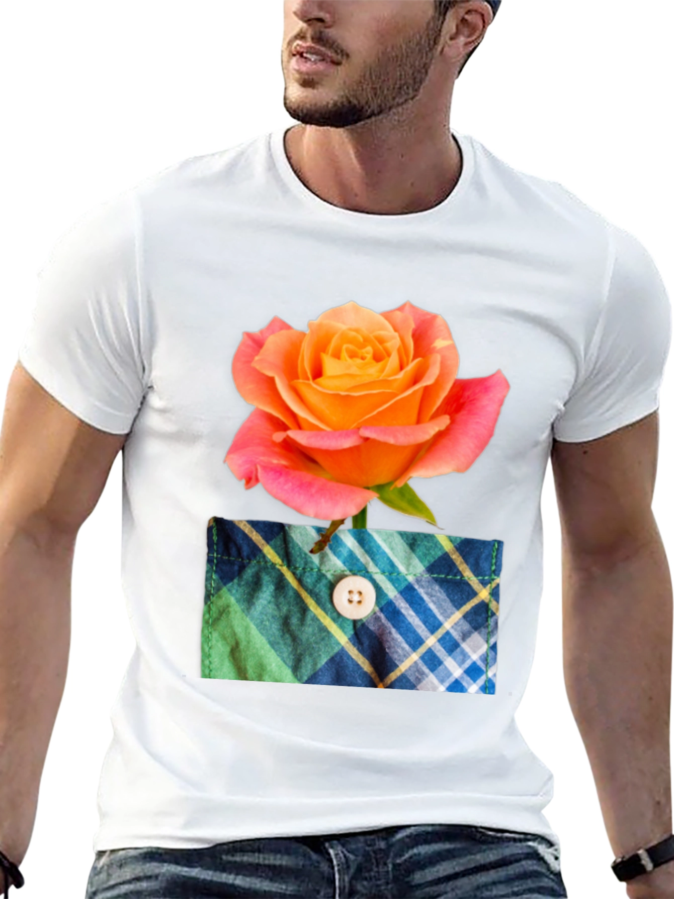 Rose Pocket T-Shirt - Floral Graphic Tee