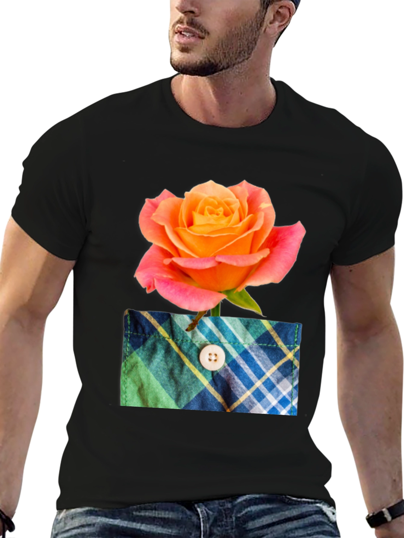 Rose Pocket T-Shirt - Floral Graphic Tee