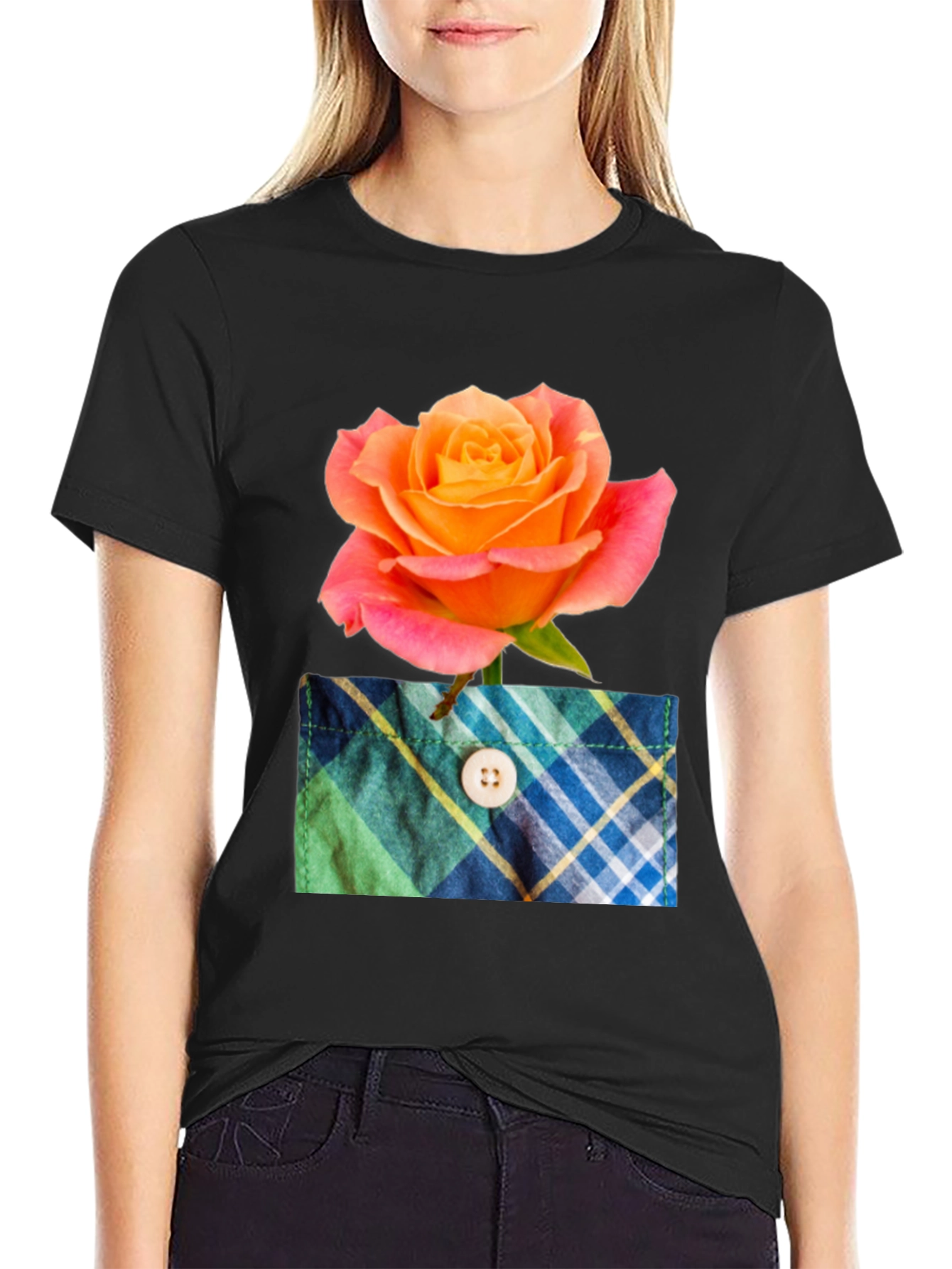 Rose Pocket T-Shirt - Floral Graphic Tee