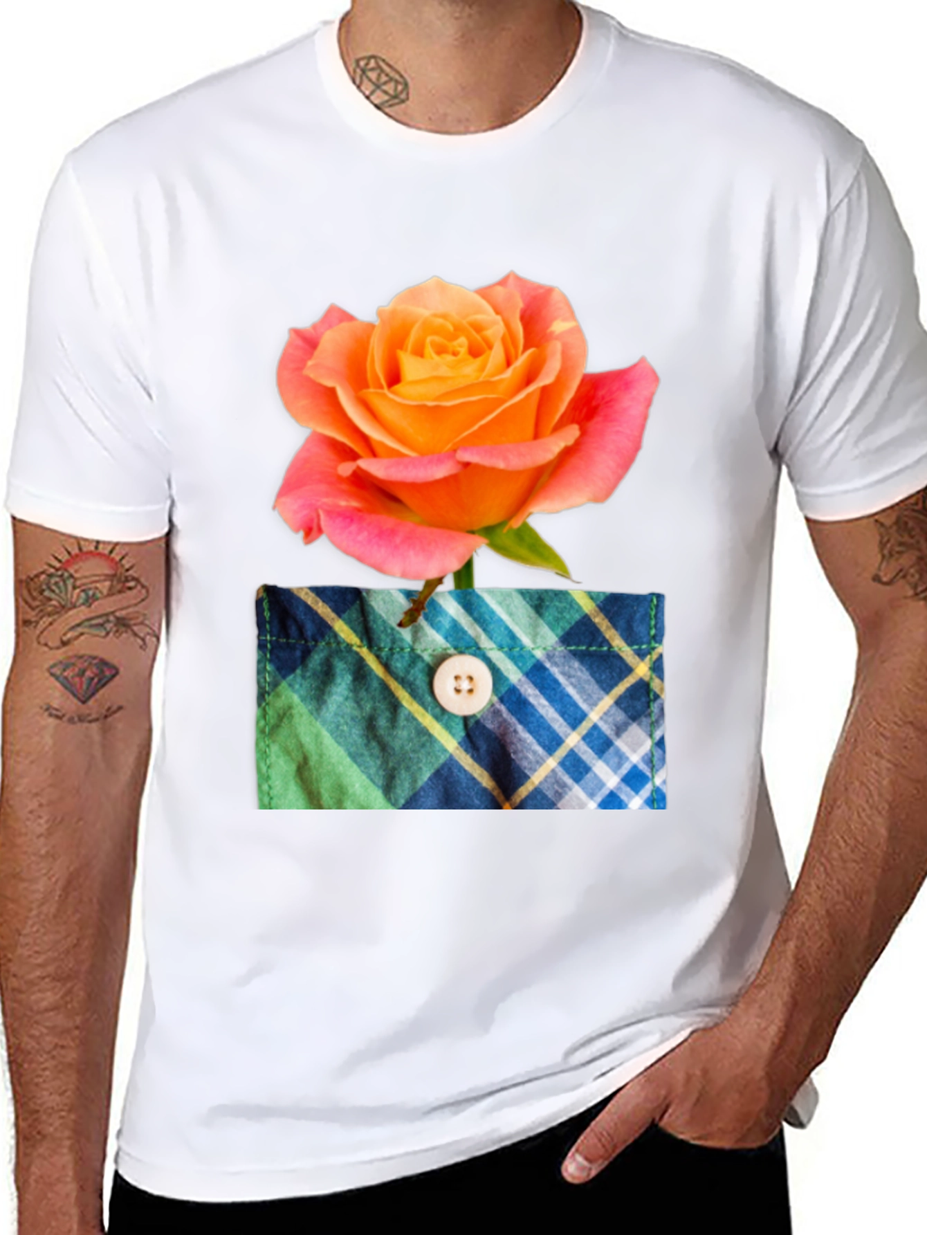 Rose Pocket T-Shirt - Floral Graphic Tee