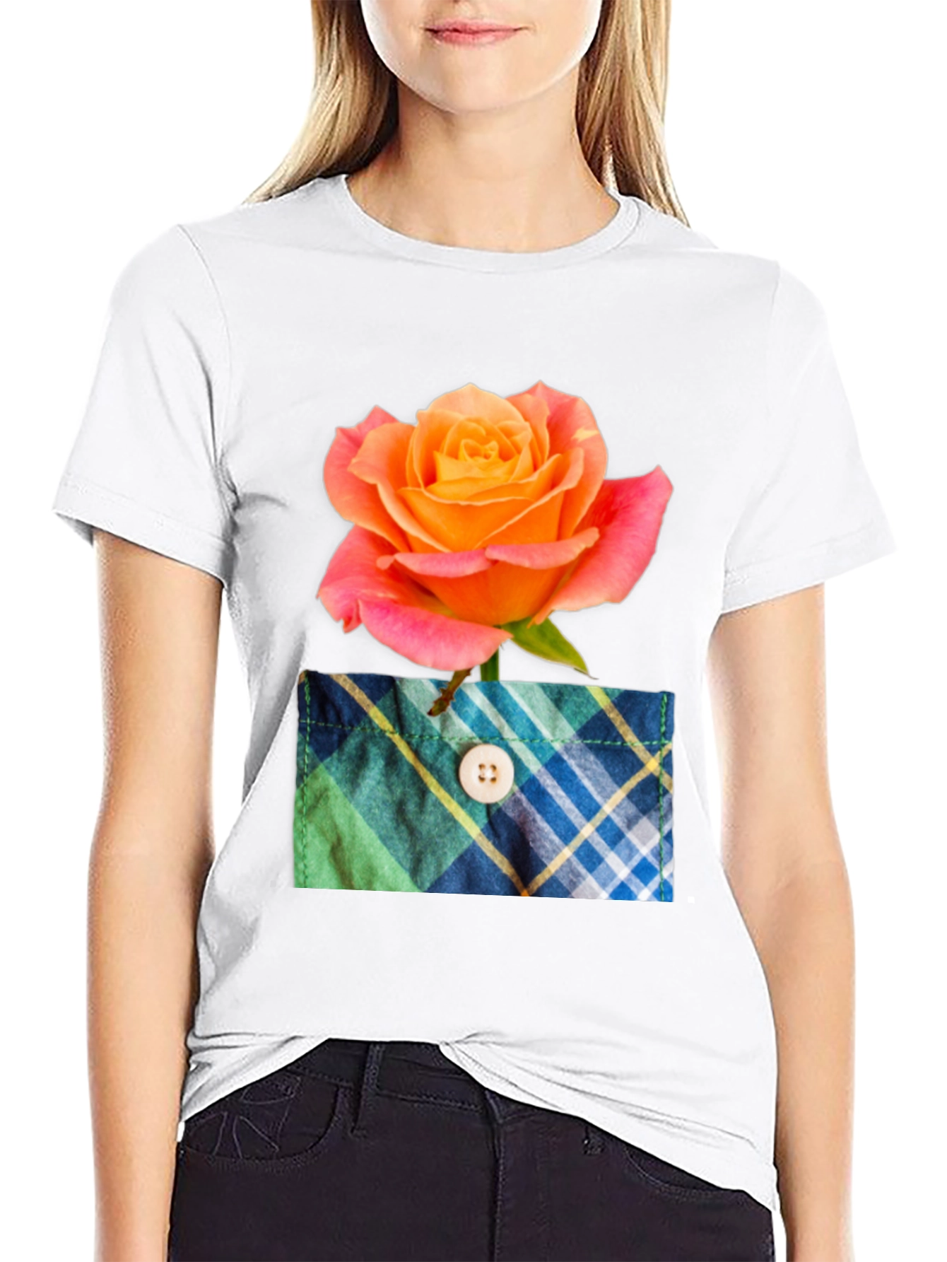 Rose Pocket T-Shirt - Floral Graphic Tee