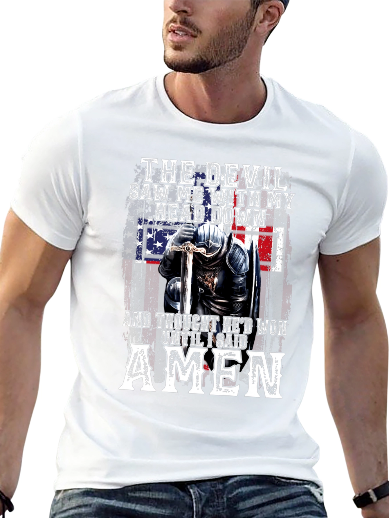 Devil Lost American Flag Knight T-Shirt