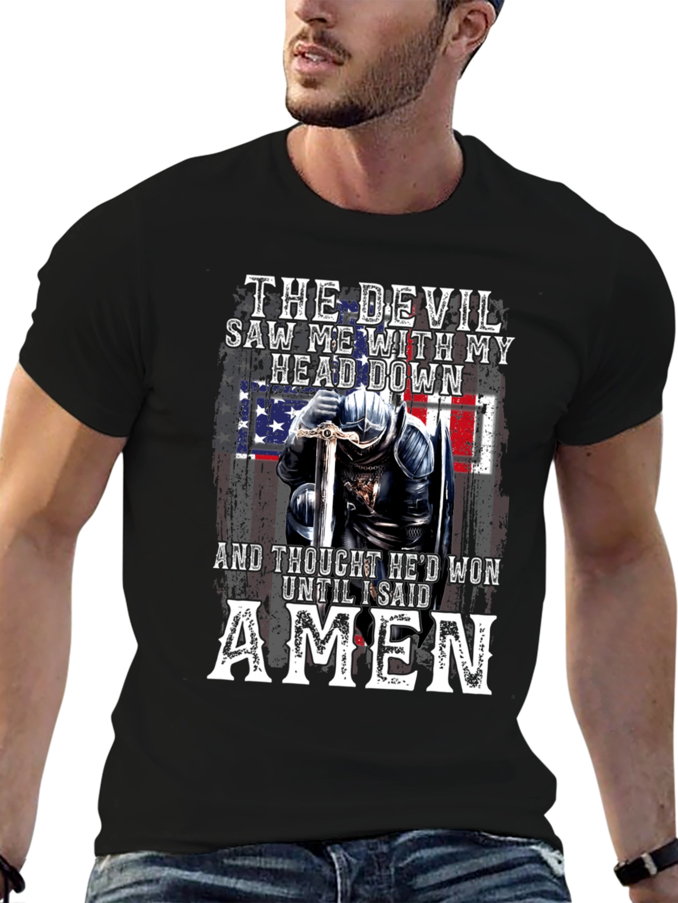 Devil Lost American Flag Knight T-Shirt