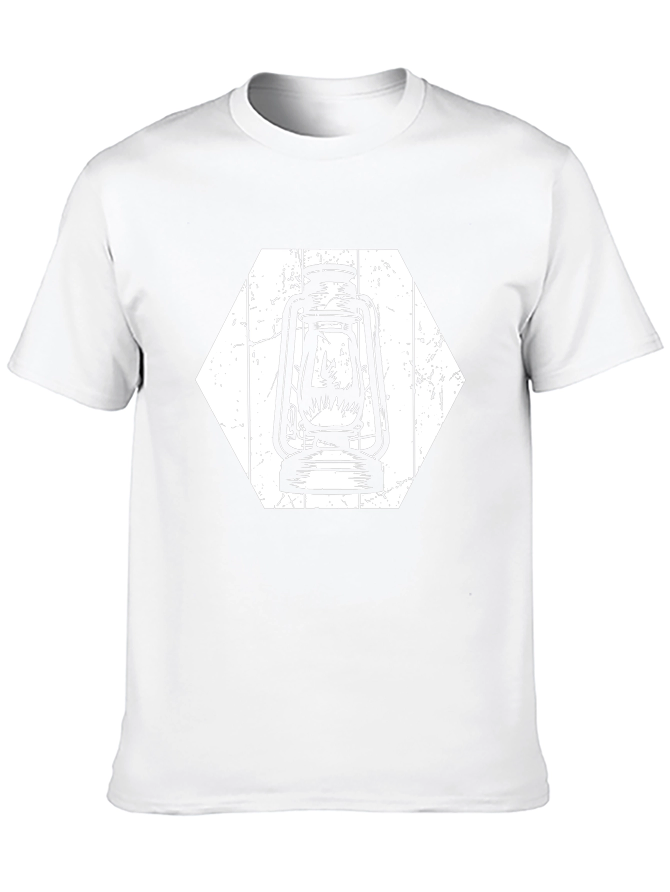 Retro Lantern Graphic Tee - Black Cotton Shirt