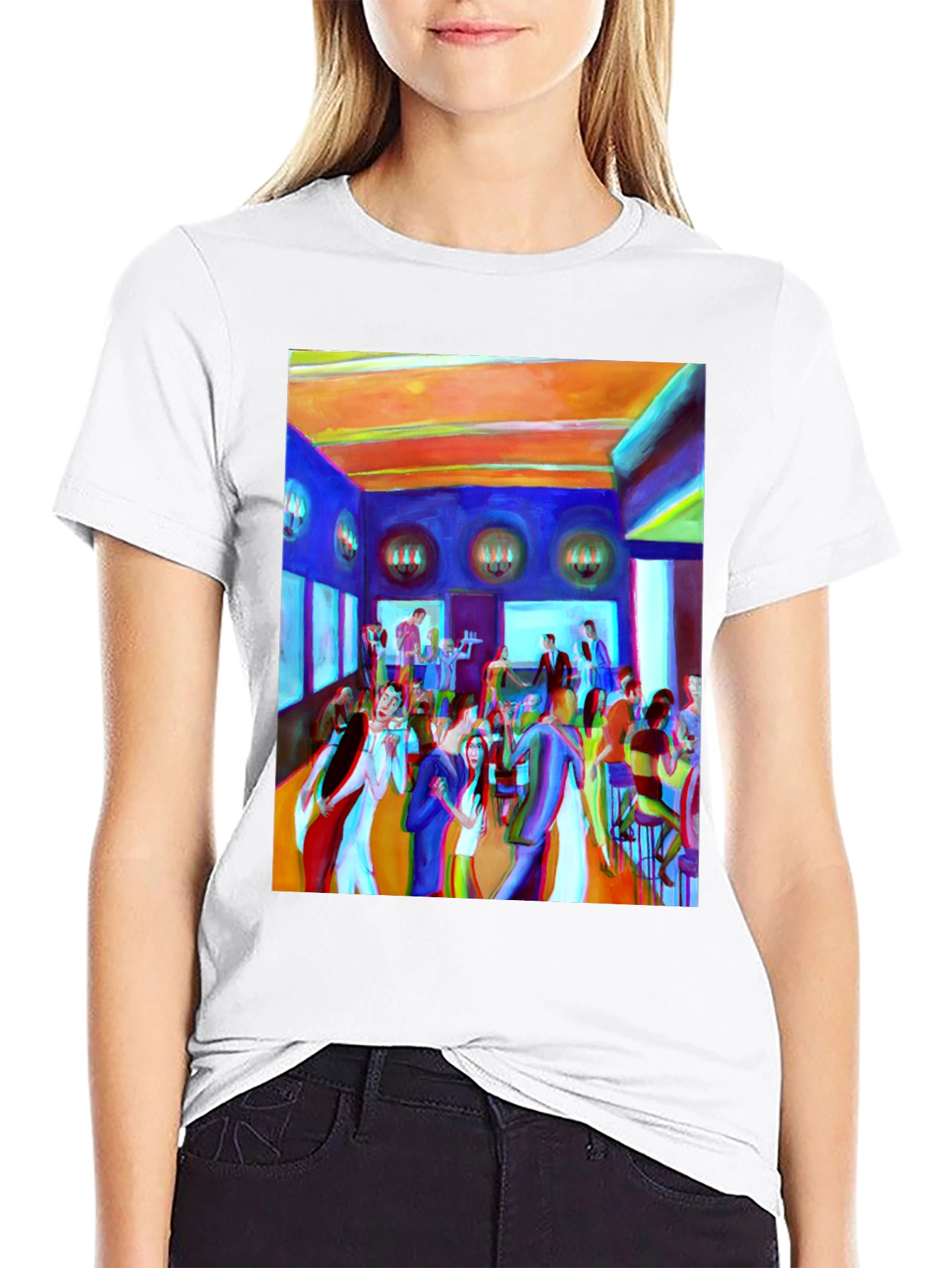 Artistic Party Scene Graphic T-Shirt