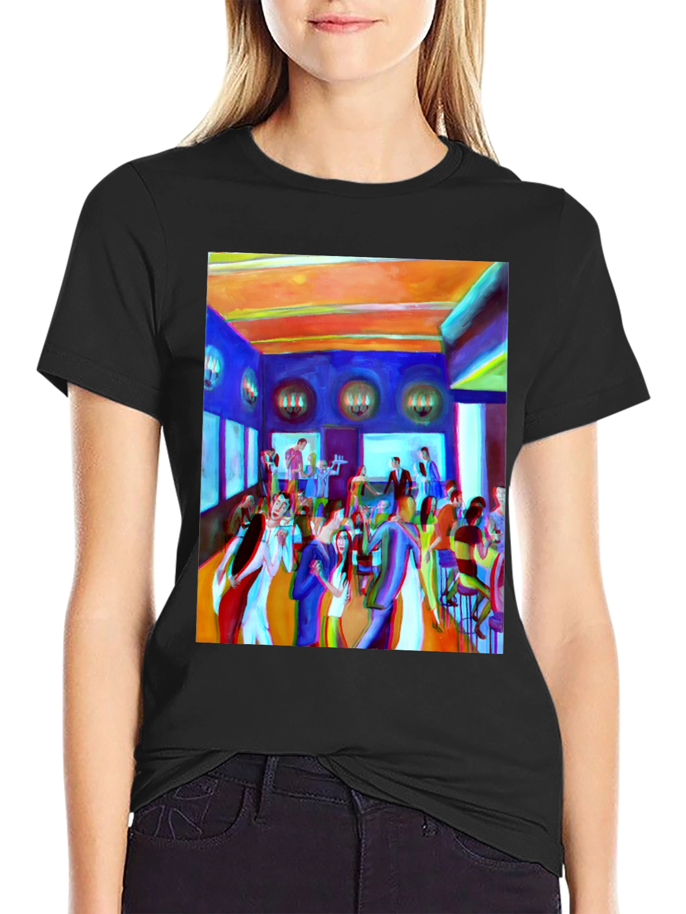 Artistic Party Scene Graphic T-Shirt
