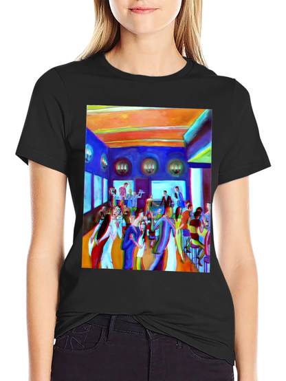 Artistic Party Scene Graphic T-Shirt