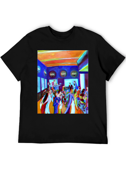 Artistic Party Scene Graphic T-Shirt